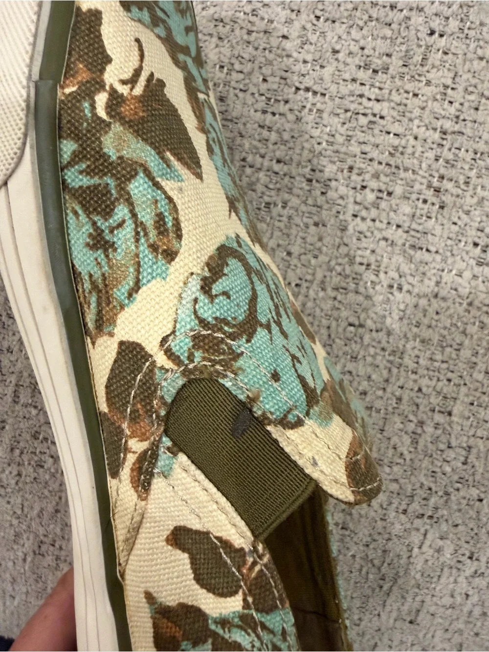 Tory Burch Floral Canvas Slip-On Flats in Teal and Brown